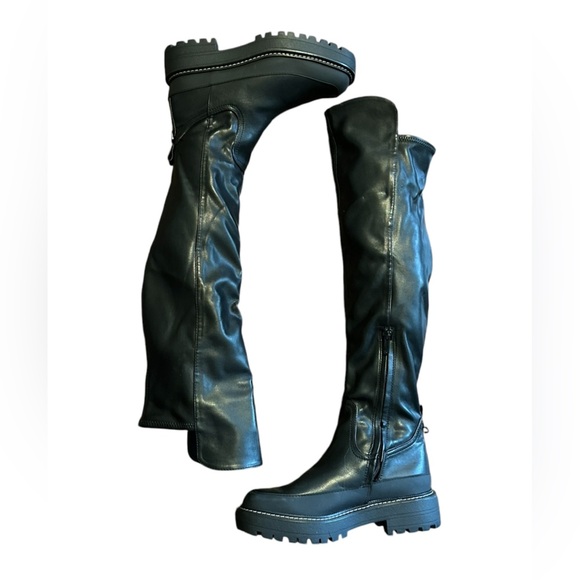 Sam Edelman Boots Lerue Lug Sole Faux Leather High Shaft Over Knee Boot size 8 - Picture 8 of 12